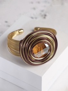 Браслет со стразами «Валькирия» камень в металле, жёлтый в чернёном золоте, безразмерное, d=6.5 см - фото 64135964