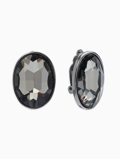 Серьги клипсы для ушей QF «Овал», цвет серебро, серый