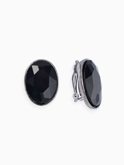 Серьги клипсы для ушей QF «Овал», цвет серебро, чёрный