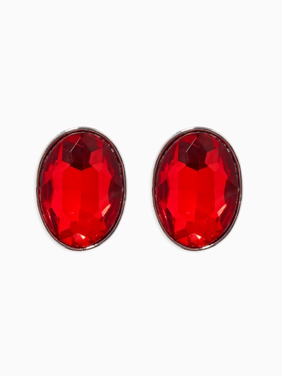 Клипсы «Вечеринка» овалы, цвет красный в серебре