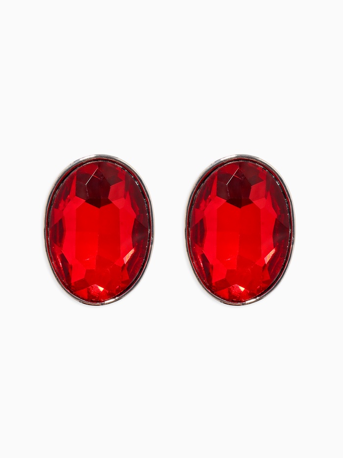 Клипсы «Вечеринка» овалы, цвет красный в серебре - Фото 1