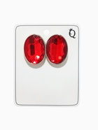 Клипсы "Вечеринка" овалы, цвет красный в серебре - фото 809213626