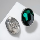 Клипсы «Вечеринка» овалы, цвет изумрудный в серебре - Фото 2