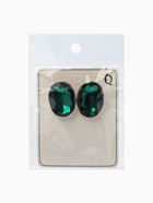 Серьги клипсы для ушей QF «Овал», цвет серебро, зелёный  (артикул 4577673)  большой выбор товаров оптом и в розницу по низким ценам с доставкой