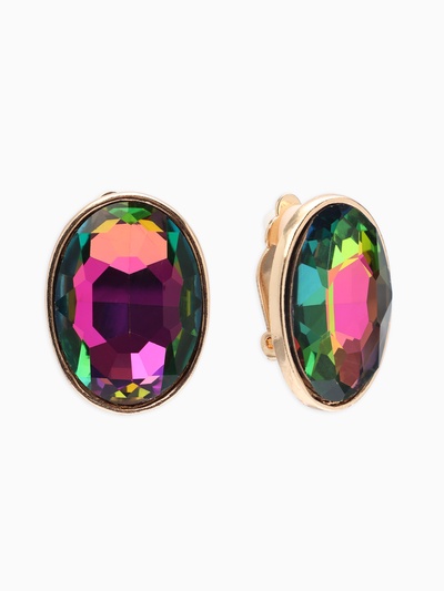 Серьги клипсы для ушей QF «Овал», цвет золото, разноцветные