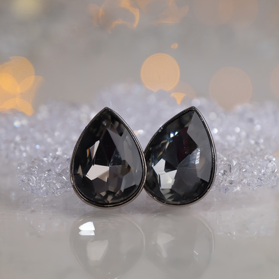 Клипсы «Вечеринка» капли, цвет серый в сером металле