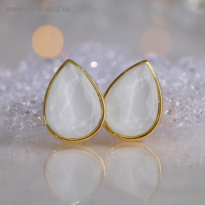 Клипсы «Вечеринка» капли, цвет белый в золоте - Фото 1