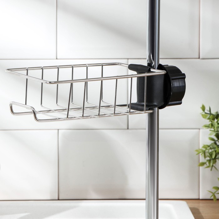 Подставка для губок на кран, 17×10×5.5 см, хром