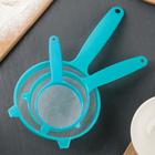 Сито с ручкой, набор 3 шт., пластик, d=6.5/8/12 см, бирюзовое - Фото 6