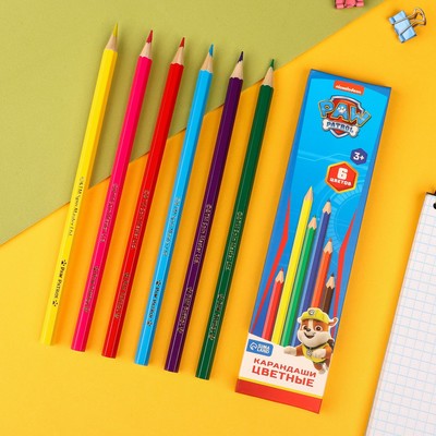 Цветные карандаши, 6 цветов, шестигранные, Щенячий патруль