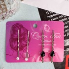 Невидимка для волос "Кварта" 5 см, 6 см (набор 4 шт) капелька, бусины, серебро - Фото 2