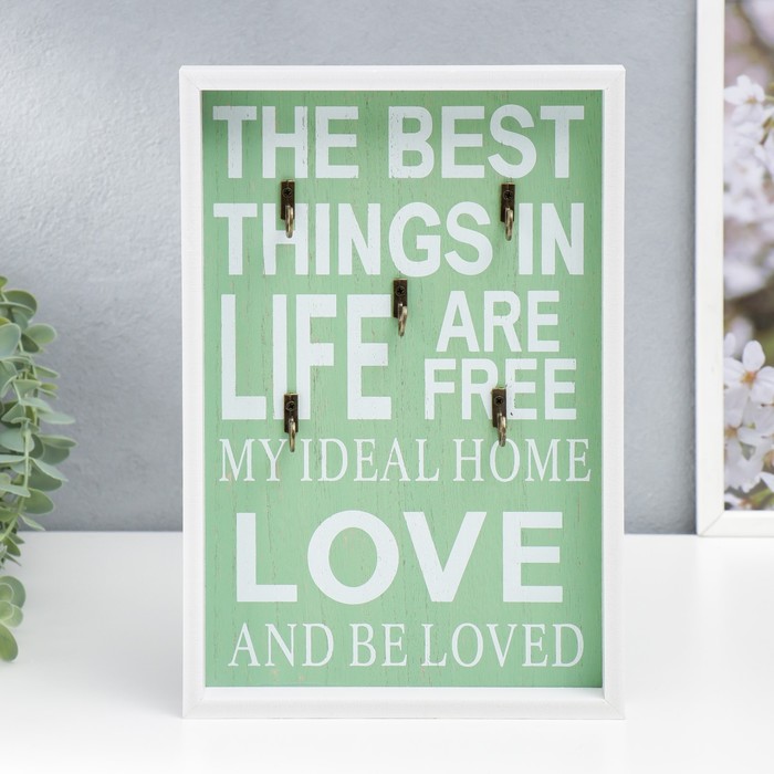 Крючки декоративные дерево "Мой идеальный дом" бело-зелёный 30х20,2х3 см - Фото 1