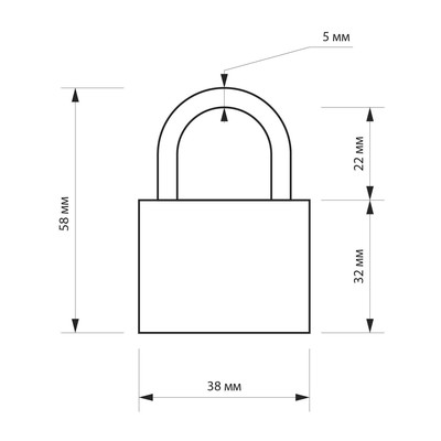 Замок навесной ТУНДРА ZN1038, 38 мм