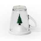 Чашка с крышкой Winter, 250 мл, белая с зелёным - Фото 2