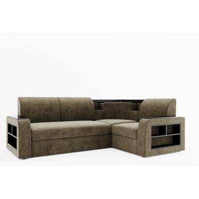 Диван угловой «Фараон», универсальный, дельфин, велюр, цвет селфи 03/вставка астор 536