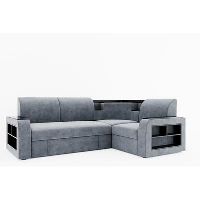 Диван угловой «Фараон», универсальный, дельфин, велюр, цвет селфи 15/вставка астор 536