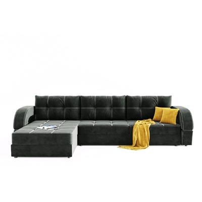 Угловой диван «Элита 3», угол левый, пантограф, велюр, цвет селфи 07, подушки селфи 08