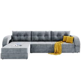 Угловой диван «Элита 3», угол левый, пантограф, велюр, цвет селфи 15, подушки селфи 08