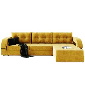 Угловой диван «Элита 3», угол правый, пантограф, велюр, цвет селфи 08, подушки селфи 07