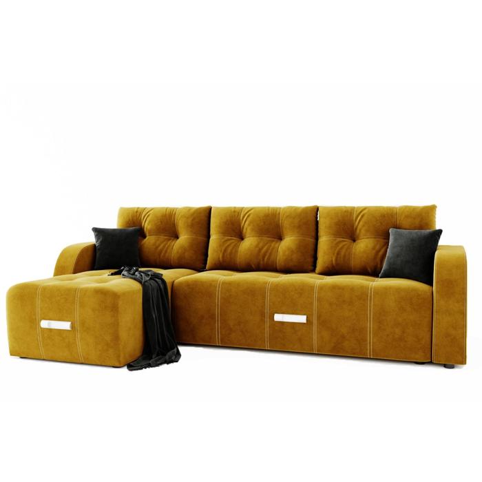Угловой диван «Нью-Йорк 3», угол левый, пантограф, велюр, цвет селфи 08, подушки селфи 07 - Фото 1