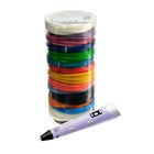 Комплект в тубусе 3Д ручка с дисплеем фиолетовая + пластик ABS 15 цв/10 м.+трафареты - фото 1307211