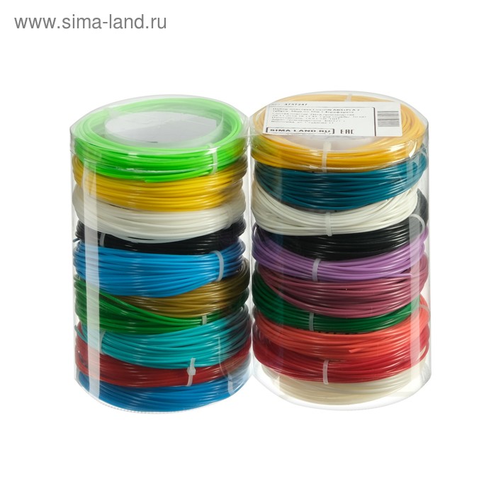 Набор пластика LuazON, ABS+PLA, 2 тубуса, в каждом 10 цветов по 10 метров и 4 трафарета - Фото 1