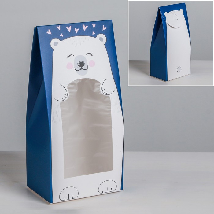 Коробка кондитерская складная, упаковка «Мишка», 9 х 19 х 6 см - Фото 1