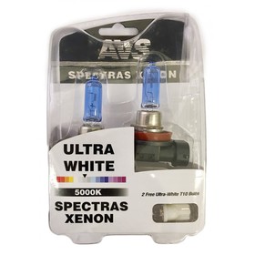 Лампа автомобильная AVS SPECTRAS Xenon 5000K, H11, 12 В, 75 Вт, + T10, набор 2 шт