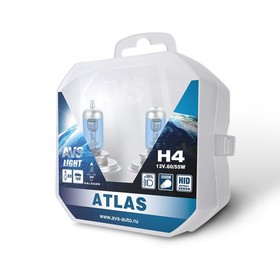 Лампа автомобильная AVS ATLAS PB, 5000К, H4,12 В, 60/55 Вт, набор 2 шт 4784636