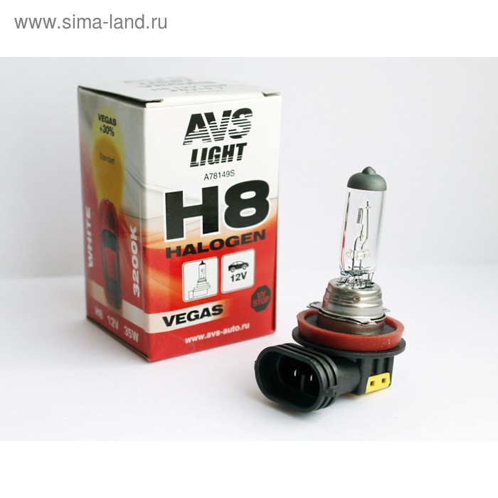 Лампа автомобильная AVS Vegas, H8,12 В, 35 Вт - Фото 1