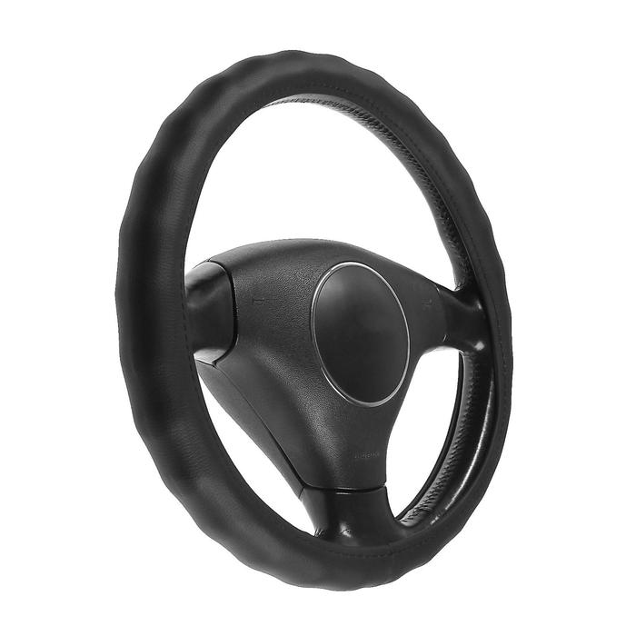 Оплетка на руль AVS GL-165M-B, размер M, черный - Фото 1