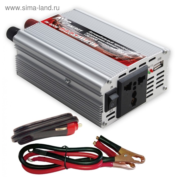 Преобразователь напряжения автомобильный AVS 12/220 В, 600 Вт - Фото 1