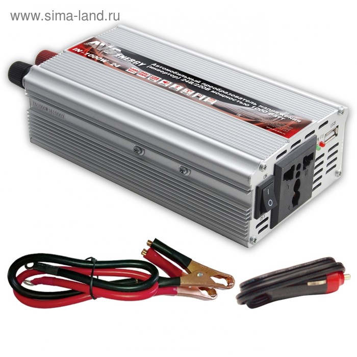 Преобразователь напряжения автомобильный AVS 24/220 В, 1000 Вт - Фото 1