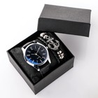 Мужской подарочный набор Boune 2 в 1: наручные часы, браслет "Якорь" - фото 10784404