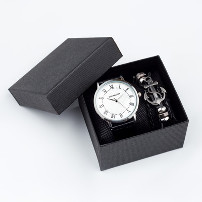 Мужской подарочный набор Bolama 2 в 1: наручные часы, браслет, d-4 см