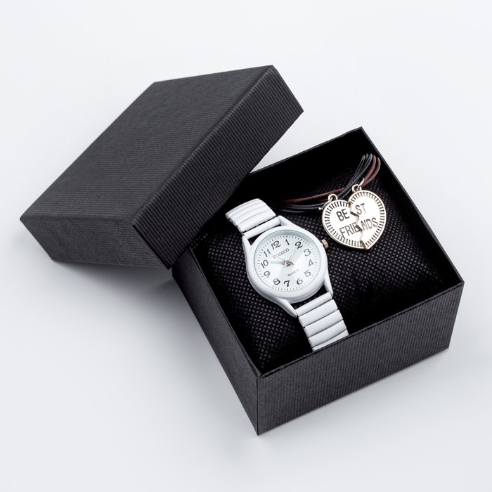 Женский подарочный набор "Лентини" 2 в 1: наручные часы и браслет - Фото 1