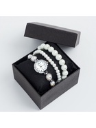 Женский подарочный набор Disu 3 в 1: наручные кварцевые часы и браслет, d=1.8 см - Фото 4