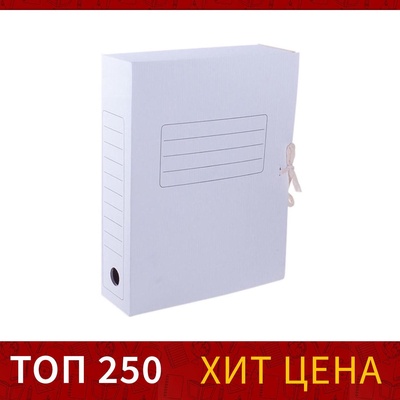 Папка архивная с завязками, микрогофрокартон, 80 мм, белый, до 750 л