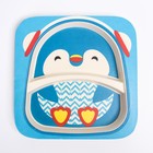 Набор детской бамбуковой посуды «Пингвин», тарелка, миска, стакан, приборы, 5 предметов - фото 804233791