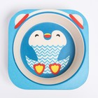 Набор детской бамбуковой посуды «Пингвин», тарелка, миска, стакан, приборы, 5 предметов - Фото 6