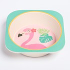 Набор детской бамбуковой посуды «Фламинго», тарелка, миска, стакан, приборы, 5 предметов - Фото 5