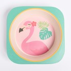 Набор детской бамбуковой посуды «Фламинго», тарелка, миска, стакан, приборы, 5 предметов - Фото 6