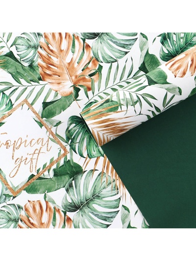 Бумага упаковочная глянцевая двухсторонняя «Тропики», 70×100 см