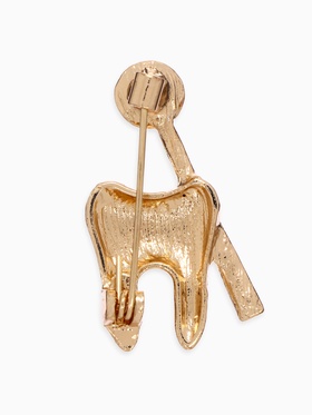 Брошь «Зуб с зеркалом», цвет белый в золоте