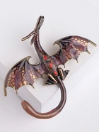 Брошь «Дракон» летящий, цвет сливовый в чернёном золоте 4768345