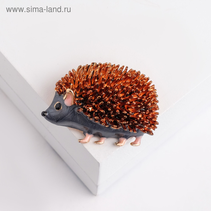 Брошь «Ёжик» лесной, цвет серый в золоте - Фото 1