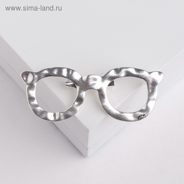 Брошь «Очки», цвет матового серебра - Фото 1