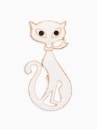 Брошь «Кошка» мур-мур, цвет белый в золоте - Фото 1