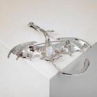 Брошь «Летящий дракон», зелёная в серебре - Фото 3