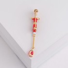 Брошь «Шприц медицинский», красная в золоте - Фото 3